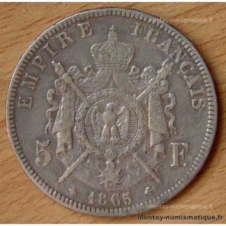 5 Francs Napoléon III Empereur 1865 BB