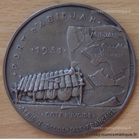 Médaille Côte d'Ivoire Port d'Abidjan 1951