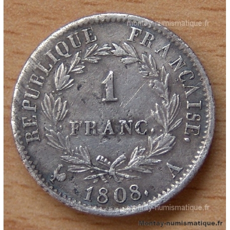 1 Franc Napoleon I République 1808 A