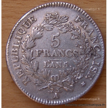 5 Francs Union et Force AN 5 A sans point