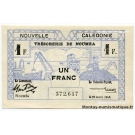 Nouvelle Calédonie 1 Franc trésorerie Nouméa 1943