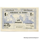 Nouvelle Calédonie 1 Franc trésorerie Nouméa 1943