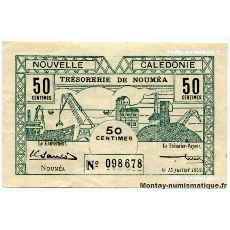 Nouvelle Calédonie 50 centimes trésorerie Nouméa 1942