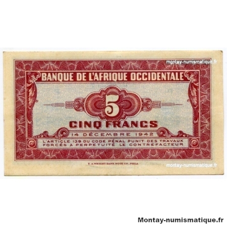 5 Francs Afrique Occidentale type 1942