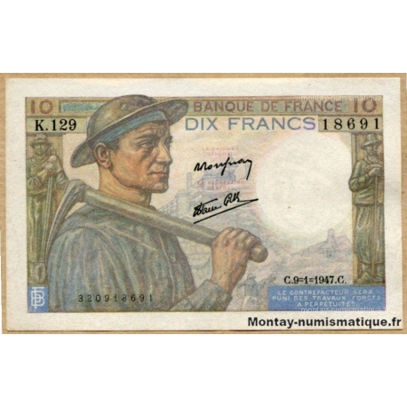 10 Francs Mineur 9-1-1947 K.129