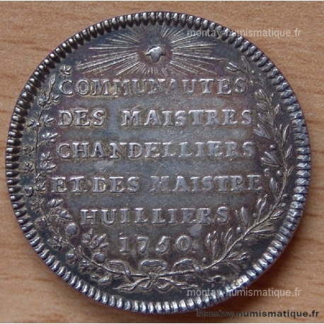 Jeton Corporations Chandeliers et Huiliers 1750 var buste
