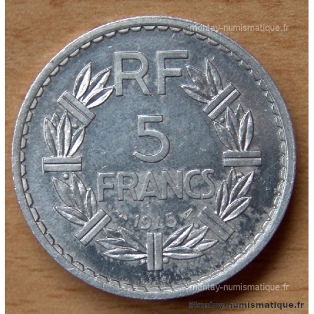 5 Francs Lavrillier aluminium 1945 essai