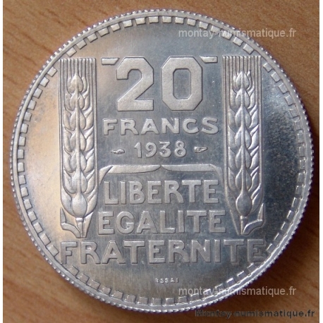 20 Francs Turin aluminium 1938 essai