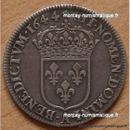 Louis XIV 1/4 Ecu mèche courte 1644 A Rose