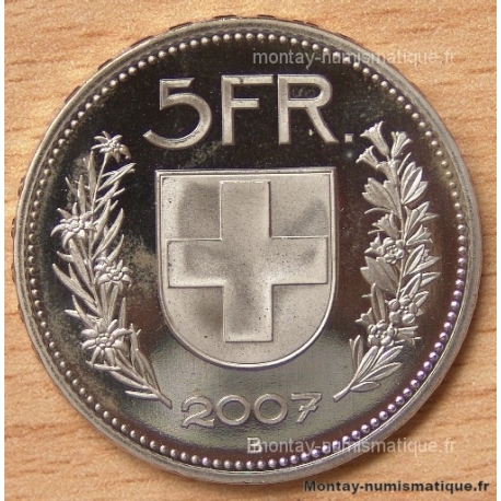 Suisse 5 Francs 2007 B Berne flan bruni -Proof