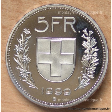 Suisse 5 Francs 1999 B Berne flan bruni -Proof