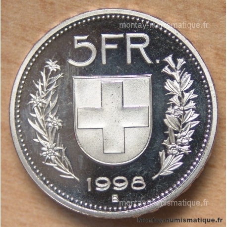 Suisse 5 Francs 1998 B Berne flan bruni -Proof