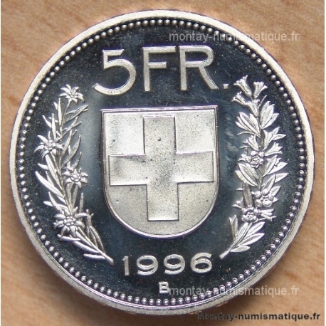 Suisse 5 Francs 1996 B Berne flan bruni -Proof