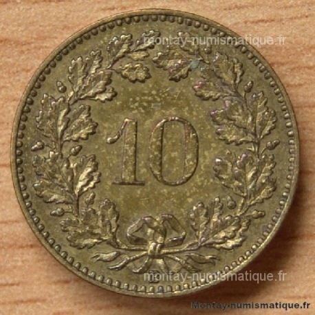 Suisse 10 Rappen 1919 B laiton