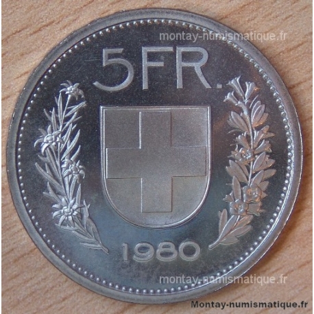 Suisse 5 Francs 1980  Berne flan bruni -Proof