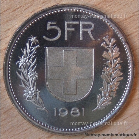 Suisse 5 Francs 1981  Berne flan bruni -Proof