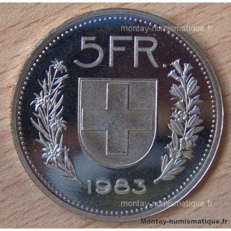 Suisse 5 Francs 1983  Berne flan bruni -Proof