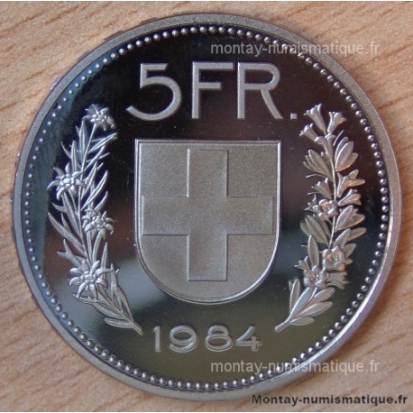 Suisse 5 Francs 1984  Berne flan bruni -Proof