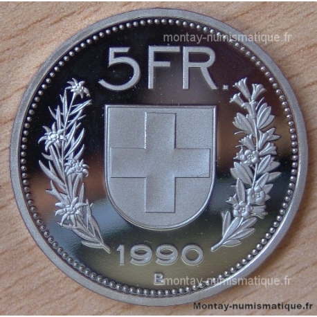 Suisse 5 Francs 1990 B Berne flan bruni -Proof