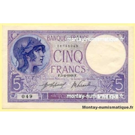 5 Francs Violet 5-4-1918 V 1470