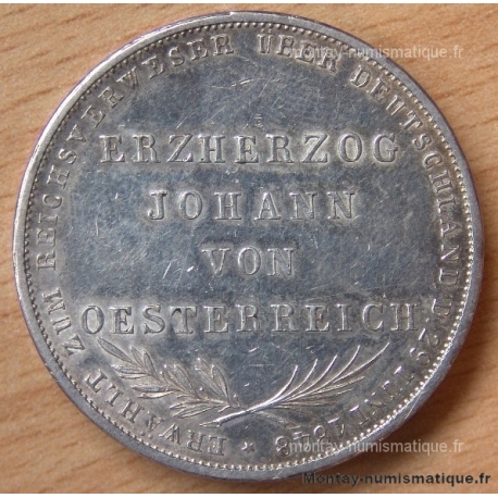 Allemagne Francfort 2 Gulden 1848 Election Jean D'Autriche