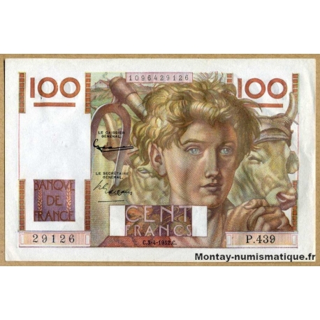 100 Francs Paysan 3-4-1952 P.439